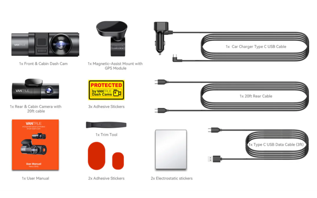 Vantrue N5: What's in the Box